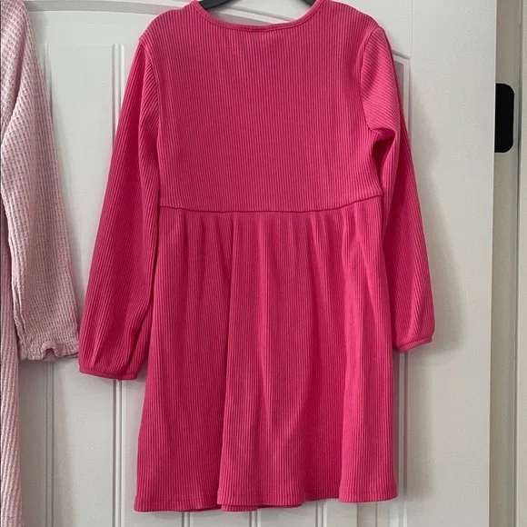 Old Navy Girls' Light Pink & Fuchsia Ribbed Long-Sleeve Dresses - Picture 8 of 13